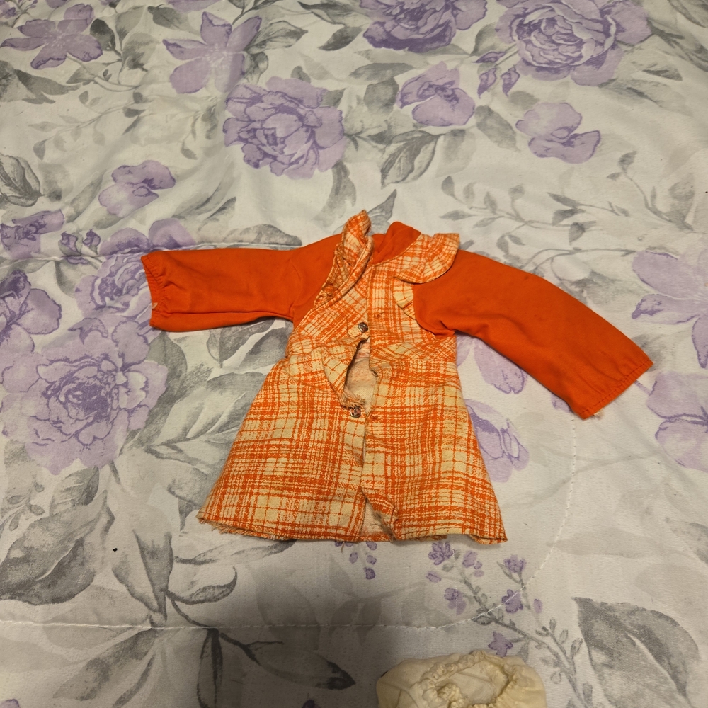 Kids Orange Plaid Doll Dress with Long Sleeve Top - Unbranded Chrissy